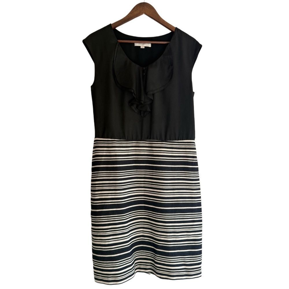 LOFT Sheath Dress Career Office Sleeveless Business Knee Black Flattering Sz 10